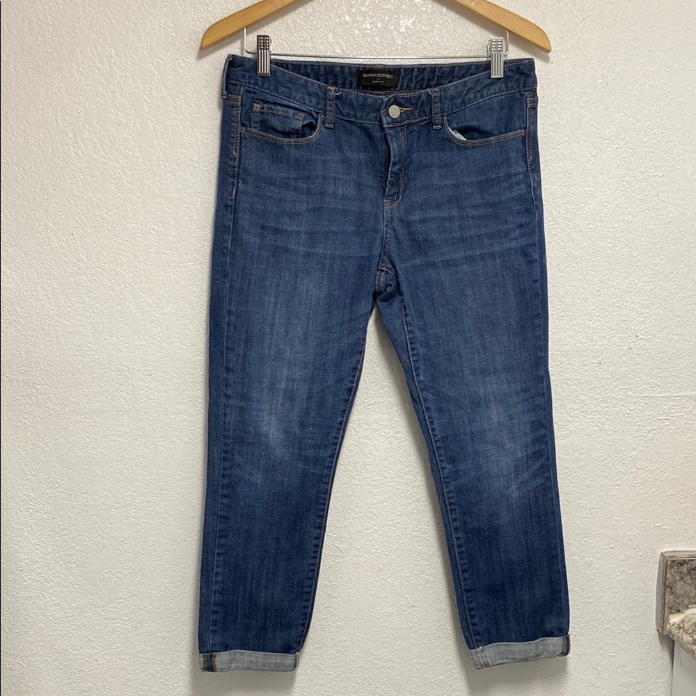 Banana Republic Blue Ankle Cropped Jeans with Natural Wear